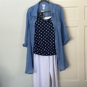 Blue Button-Up Cover Up Shirt Tab Sleeves Wearabouts XXL